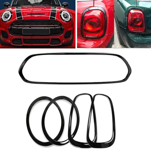 Front Grill + F&R Fog Light Cover Trim For Mini Cooper S F55 F56 F57 Black