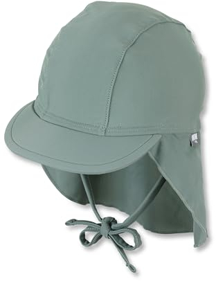 Sterntaler Schirmmütze Nacken uni - Baby- und Kinder Mütze mit Nackenschutz und Bindeband - UV-Schutz 50+ Bademütze - Kopfbedeckung Schwimmbad und Strand - Unisex Bademode - mattgrün, Größe 49