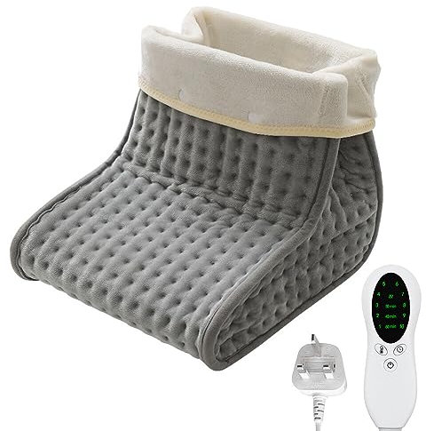 Gobesty Electric Foot Warmer for Women and Men, Cold Feet Warmers, Cosy Heated Foot Warmer for Cold Feet with 10 Heat Settings and 3 Timer Settings, Heating Pad for Foot, Machine Washable Lining(Grey)