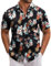 COOFANDY Hawaiian Shirts for Men Adult Flower Short Sleeved Summer Mens Shirt Casual Button Down Floral Printed Men's Beach Tops with Pocket Black XXXL