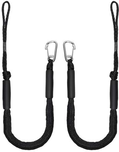 EFUTURETIME 2 x Câbles d'Amarrage 10cm (4FT) Corde Bateau, Bungee Dock Line avec Crochet Corde d'Amarrage pour Kayak, Bateau à moteu, Canoë, Pontoon