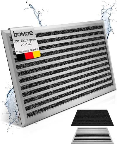 bomoe zerbino in alluminio XXL 70x100 cm extra large - zerbino antiscivolo antiruggine resistente alle intemperie per porte d'ingresso larghe e per interni che trattengono lo sporco - AluGant