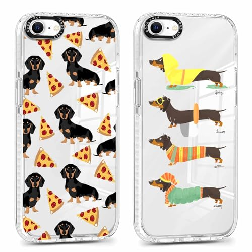 Xylota 2 Stück Transparent Handyhülle für iPhone 8/7/SE 2020/SE 2022 4,7 Hülle, Durchsichtig Case mit Muster Niedlich Hund Mädchen Schutzhülle, Weich Silikon TPU Bumper Stoßfeste Cover für iPhone 7