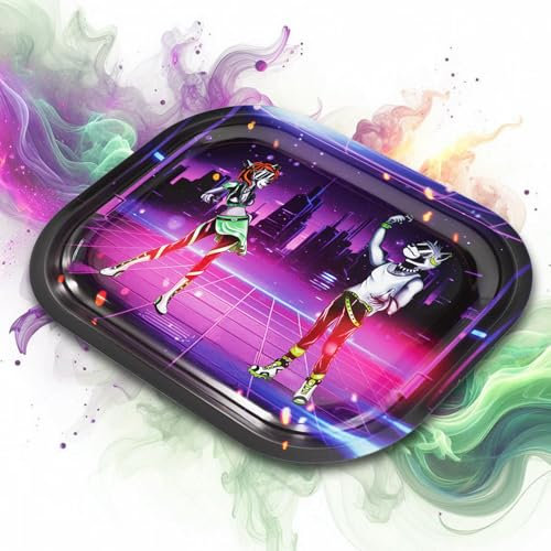 Mari & Juan Vassoio per Rollare in Metallo 18x14 cm I Rolling Tray con Design Futuristico Colori Viola Nero I Porta Spezie Vassoio Girevole Per Miscelazione e Organizzazione I Idea Regalo Perfetta