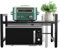 DONJIM Expandable Microwave Shelf, Microwave Stand with Side Hooks, Heavy Duty Microwave Shelf Stand, Kitchen Storage Rack for Microwave Oven, Black Over Microwave Shelf Water&Rust Proof