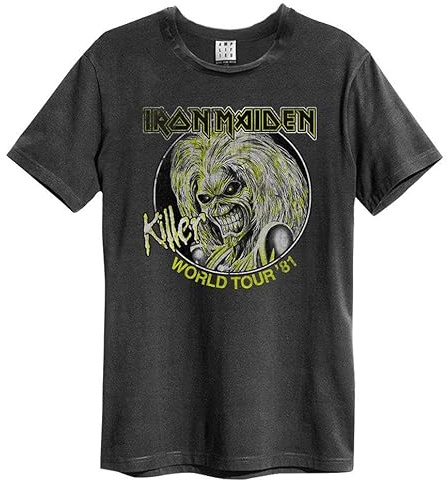 Amplified Iron Maiden Killer World Tour '81 T-Shirt, Charcoal, XL
