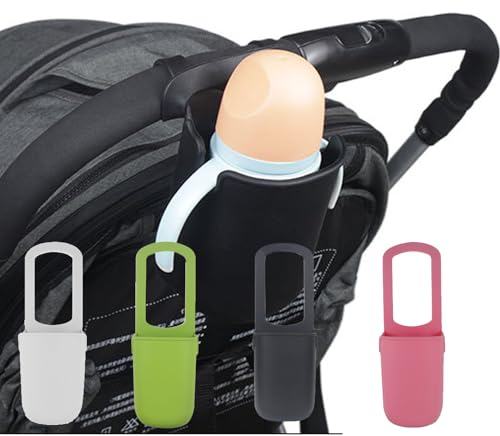 Getränkehalter Kinderwagen, Fahrrad Becherhalter Kinderwagen, Universal Flaschenhalter aus Silikon für Kinderfahrzeug, Fahrrad, Laufband (Schwarz)