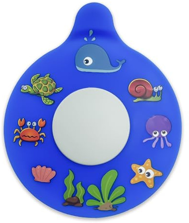 Silicone Bathtub Drain Stopper with Beach Scenery Print - Universal Tub Plug Cover, Beautiful Coral Reef Design - Ideal for Kids, Tots, Babies (Blue)