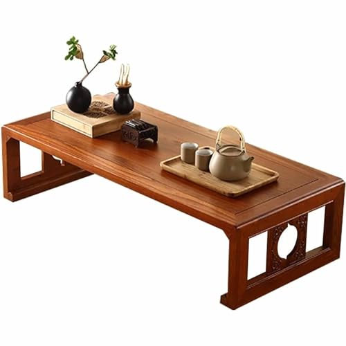 Leomix Alter Ulmen-Teetisch aus massivem Holz, Couchtisch aus Holz im Wohnzimmer, Balkon, niedriger Tisch, Esstisch aus Holz, Schreibtisch, für Erkerfenster-Dekoration,C,70 * 45 * 30cm