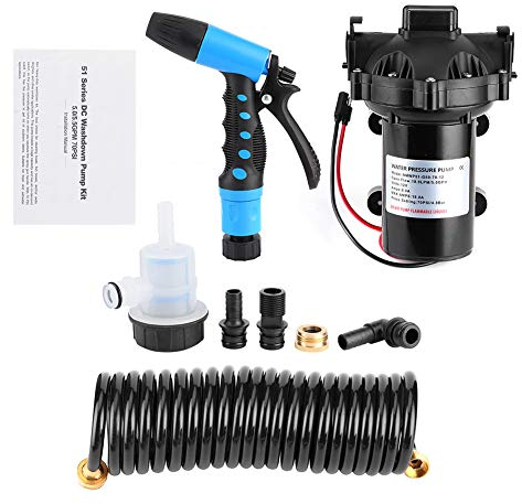 Kit de Pompe de Lavage de Pont de Véhicule, Débit D'eau de Mer Douce 12V, Kit de Pompe de Nettoyage de Pont de Lavage de 5.0 GPM pour Accessoire Marin de Bateau de Camping-car