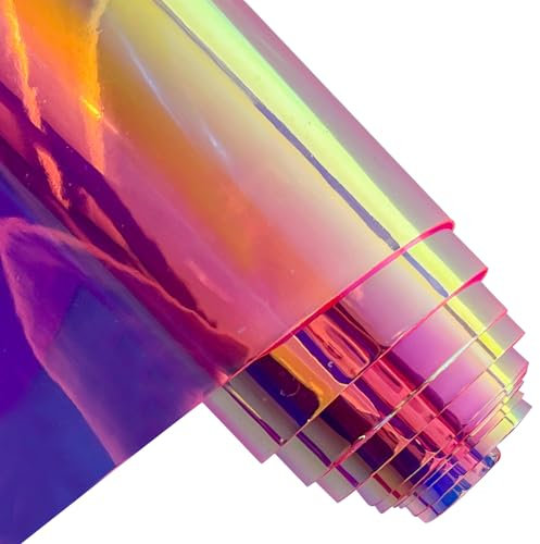 ONEART | Holographische schillernde PVC-Folie, 40×135 cm Transparentes Vinyl-Gewebe für Taschen DIY-Dekor-Projekte-Rosa