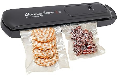 Vakuumierer Automatischer Lebensmittelversiegele mit 10 Vakuumierbeutel Folienschweißgerät Vakuumierer Vakuumierer für Lebensmittel Universal Vakuum-Beutel Verwendbar Vacuum Sealer