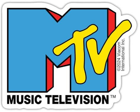 Spreadshirt MTV Music Television Ikonisches Logo Sticker Aufkleber, 10 x 10 cm, Mattweiß