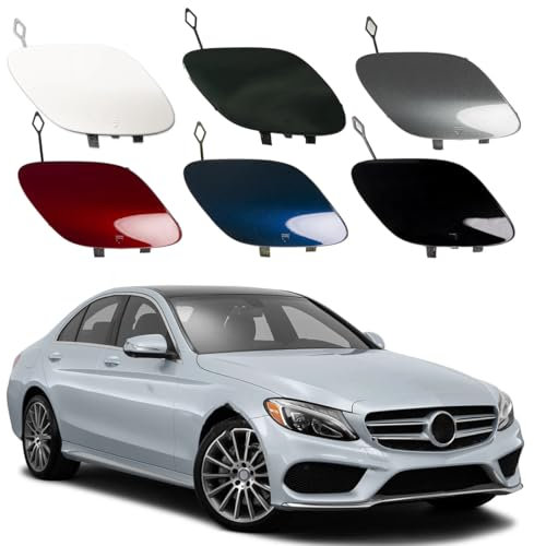 Spulhc 1 Stück Frontstoßstangen-Abschlepphakenabdeckung für Mercedes Benz W205 Sedan C Class C300 C400 C43AMG 2015-2018, unterer Kühlergrill, Anhänger-Abschleppdeckel,C-Black