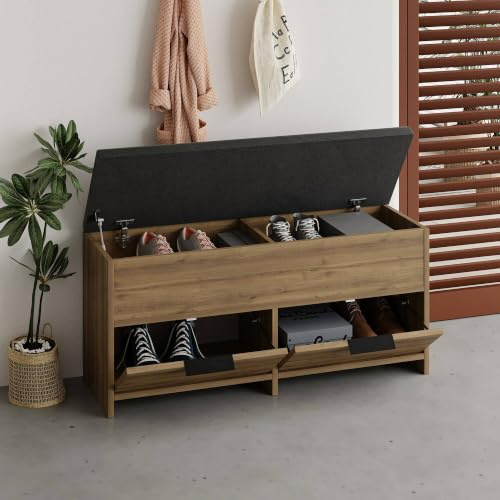 Dmora Schuhregal Botein 106x34x50cm Braun 8 Paare 4 Fächer, 3 Türen