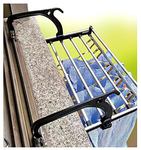Stendibiancheria regolabile, appendino per finestra da balcone, stendibiancheria per esterni, stendibiancheria, appendino pieghevole multifunzionale, può trasportare 20 kg, 50x33 cm/19,68x13 pollici