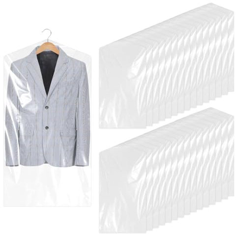 30Pcs Plastic Clothes Covers Garment Bags for Hanging Clothes,35.4x 23.6inch Suit Cover,Sheer Dry Cleaning Bags Dust-proof Clothes Covers for Skirt Coat Suit Jacket (30)