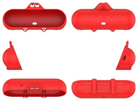 Silicone Case Stand For Beats Pill 2024 Protective Cute Cover for Smart Speaker Kids Drop Protection Dustproof Solid Color Simple And Minimalist (Red)