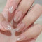 Chrome Nails French Tip - Short Almond False Nails - 30pcs Gradient Fake Nails with Glue - Elegant Almond Glue on Nails - 15 Sizes Nude Ballet French Nails for Women Full Cover
