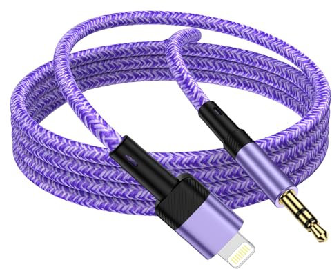 Aux Cable for iPhone in Car,Aux to lightning Cable lightning to 3.5mm headphone jack adapter for Car/Headphone/Home Stereo/Speaker, Compatible with iPad/iPod/iPhone 14/13/12/11/Pro/Xs/XR/X/8/7