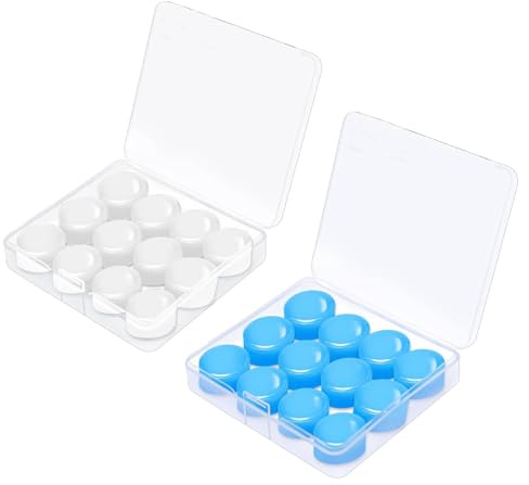 BLMHTWO 24 Pcs Reusable Silicone Ear Plugs, Waterproof Noise Cancelling Ear Plugs for Sleeping, Swimming, Concerts, Snoring, Travel, Work, Studying