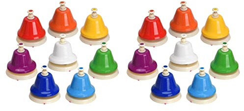Ohewiiuk 16X Tisch Glocken, 8 Töne Diatonische Metall Hand Glocken, Regenbogen Musik Glocken, Musikalisches Lernen, Das Schlaginstrument Lehrt