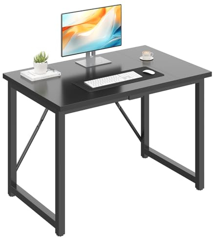 JUMMICO Escritorio de Ordenador 100 x 50 cm, Mesa Oficina Pequeña y Estación Trabajo, Escritorio Pequeña para Estudio, Oficina, Dormitorio(Negro, 100 x 50 cm)