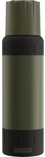 SIGG – Stainless Steel Insulated Water Bottle – Thermos Bottle Alpine Star Roasted Green, with Cup – 27hr Hot, 100hr Cold – Compact & Robust – Leakproof – BPA-Free – Outdoor, Camping & Hiking – 1L
