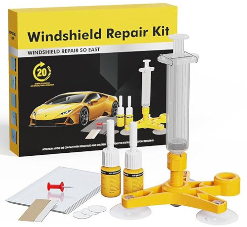 BASTOUR Kit de Réparation de Verre Fissuré, Kit Reparation Pare Brise, Windshield Repair Kit, Colle Pare Brise Voiture, Toile D'araignée, étoile, Entaille, Croissant de Lune Demi Lune