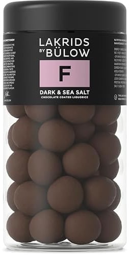 LAKRIDS BY BÜLOW - F - Dark & Sea Salt - Dänische Gourmet Lakritz-Kugeln - Süßer Lakritzkern umhüllt von Dunkler Schokolade & Meersalzflocken