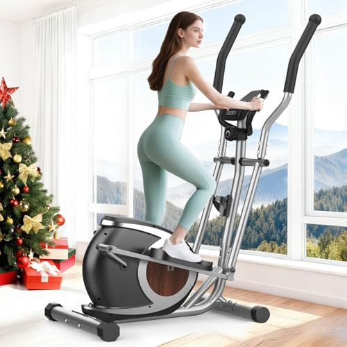 Crosstrainer, Crosstrainer für Zuhause mit 16 Widerstandsstufen, 6KG Schwungrad, LCD-Monitor, rutschfeste Pedale, Flaschenhalter, Ultraleiser Magnetischer Ellipsentrainer für Fitnessübungen