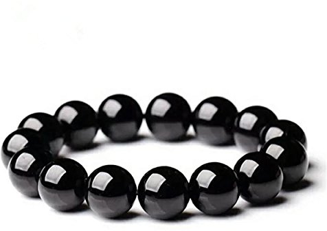 BNCXMO 8 mm echtes schwarzes natürliches turmalines Edelsteinkristall -Stretcharmband