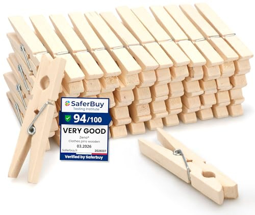 Clothes Pins Wooden - Stendere i Panni e Lavoretti Creativi | Mollette per Bucato in Legno, Confezione da 50 di 7,5 CM con Molla Antiruggine, Presa Forte e Duratura di Robuste