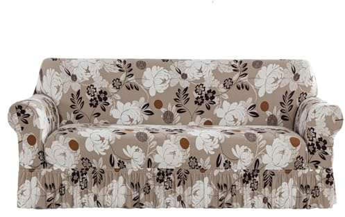 Ausing Sofa-Bezüge mit Blumenmuster 3-Sitzer-Bezüge aus Stretch-Spandex mit Volant-Saum Moderne Dekoration