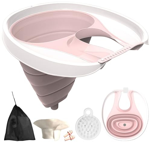 Zenselect Haarwaschbecken für Bettlägerige, Faltbares Haarwaschbecken, Tragbares Kopfwaschbecken für Bettlägerige, Haare Waschen im Bett für schwangere Frauen und Menschen mit Massagebürste