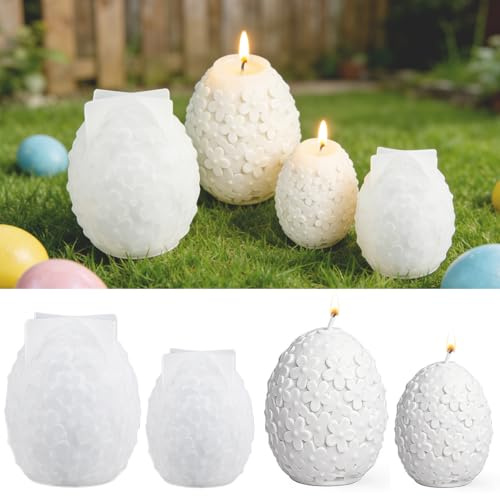 Silikonformen Gießformen Ostern,2 Stück Silikonform Osterei,DIY Gießform Ei,Silikonform Eier Ostern,Eierform Blume Kerzengießformen,Gießformen Silikon Ostereier for Gips Kerzen