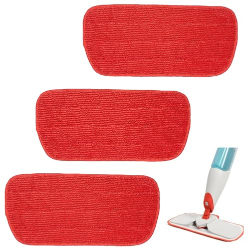 Muiltvoe 3 Pack Microfiber Mop Pads for OXO Good Grips Spray, Reusable & Washable, Mop Not Included, Red