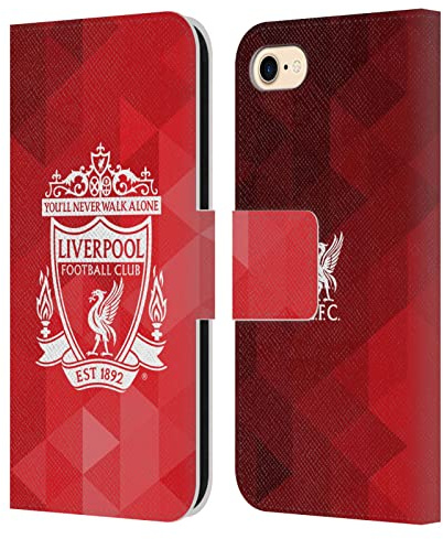 Head Case Designs Officially Licensed Liverpool Football Club Red Geometric 2 Crest 1 Leather Wallet Case Compatible With Apple iPhone 7/8 / SE 2020 & 2022