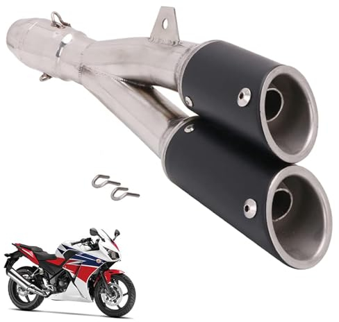 Scarico universale per moto,1.5-2 Inlet Thunder Dual Tail Uscita Scarico con Motocicletta