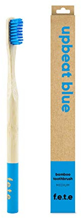 f.e.t.e | Upbeat Blue Bamboo Toothbrush | Biodegradable & Compostable Handle | Recyclable Medium Bristles | Sustainable | Vegan