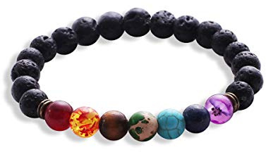 Sonew Chakra Edelstein Armband, Natürliche Lava Perlen Armband Buddha Armband für Meditation, Erdung, Selbstvertrauen, Aromatherapie