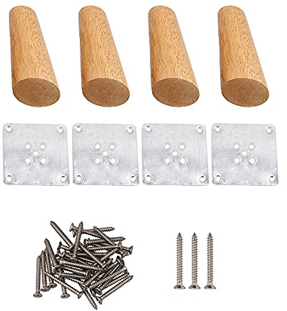Yibuy Lot de 4 pieds de meubles obliques coniques en bois pour meuble de 12 cm de hauteur