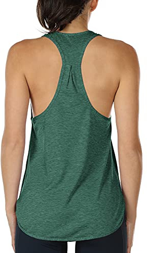 icyzone Workout Tank Tops for Women - Athletic Yoga Tops, Racerback Running Tank Top (S, Army)