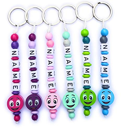 Schlüsselanhänger mit Namen Kinder Gravur beschriftbar Smiley Emoji Kinder Geburtstag Geschenk