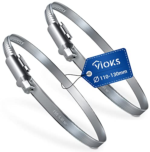 VIOKS 2x Schlauchschellen Set 110-130mm Ø/Schlauchschellen Edelstahl für Waschmaschinenablauf Anschluss 125mm / Schlauchschellen & Schellen Edelstahl/Schlauchschellen Sortiment