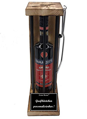 Personalisierte Geschenke für Männer Frauen Geschenkidee - Eiserne Reserve Black Edition Ramazzotti Likör (1 x 0.70 l) incl. Notsäge - Papa Mama Geburtstag Hochzeit