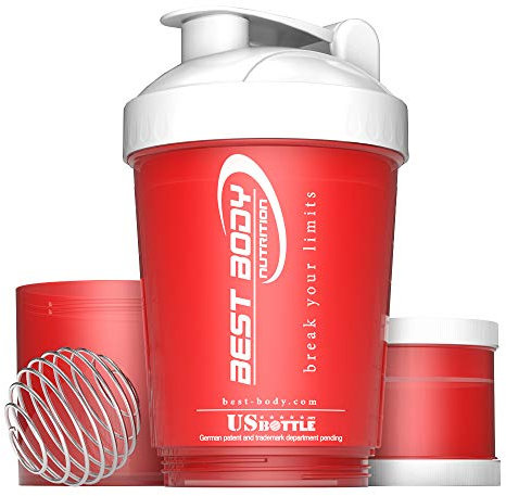 Best Body Nutrition Shaker à protéines - US Bouteille - Rouge/Blanc - Shaker à protéines - sans BPA - 600ml