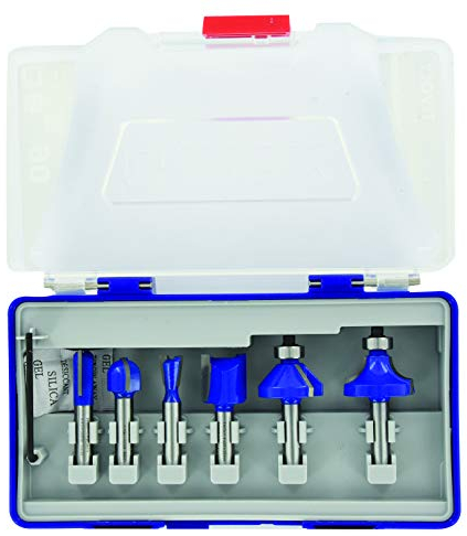 Tivoly - Coffret de 6 Fraises Défonceuse Queue 8mm - Lame Carbure Affutée Diamant Très Résistante, Ultra Tranchante - Haute Précision - Queue 8mm - Conforme norme EN847-1