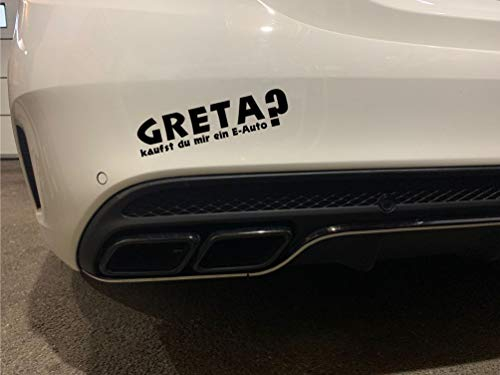 Dinger-Design Aufkleber Greta kaufst du Mir EIN E-Auto? Tuning Umweltzone Sticker Autosticker (weiß)