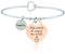 SAGA GIOIELLI® BRACCIALE RIGIDO DONNA FRASI PENSIERI PAROLE EMOZIONALE INCISIONE ACCIAIO CUORE ROSE' (Non sorelle di sangue ma sorelle di cuore)